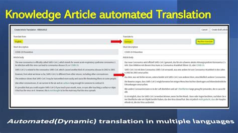 ServiceNow Knowledge Article Automated Translation using Dynamic