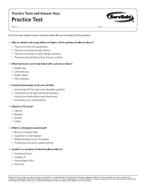 Servsafe Practice Test 2021 Question Answer Keys Pdf Updated