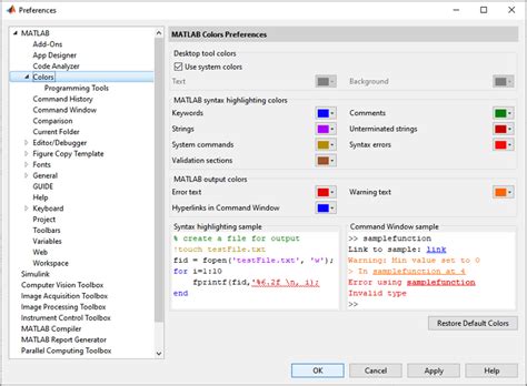 Set Command History Preferences - MATLAB & Simulink