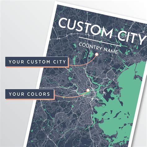 Set Of 3 Custom City Maps Custom Map Design Custom Printable Map Custom