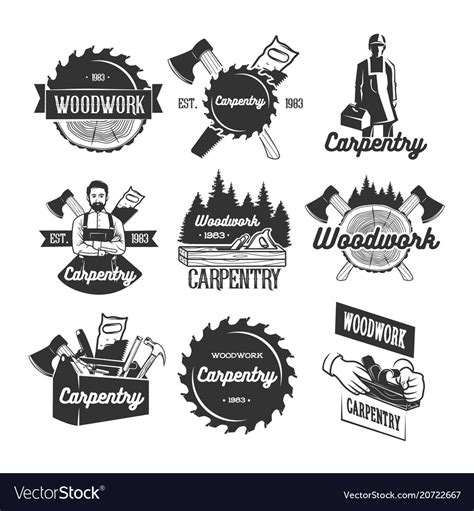 Set Of Carpentry Logo Templates Royalty Free Vector Image