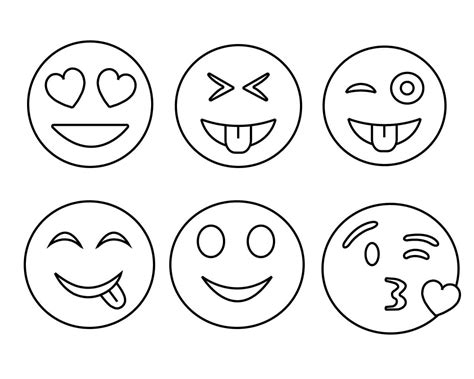 Set Of Emoji Coloring Page Free Printable Coloring Pages