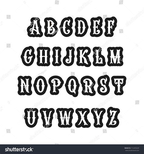 Set Of Victorian Style Alphabet Letters Vector Font Type Design Stock