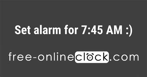 Set alarm for 7 45 a.m.. Easiest way to set alarm for 7:57 pm ⏰ 📢 . Choose sound for alarm from multiple options . ... Set alarm for 6:45 am Set alarm for 10:15 am ... Set alarm for 10:34 am Set alarm for 1:50 am Set alarm for 11:41 am Set alarm for 7:59 am Set alarm for 10:17 am 