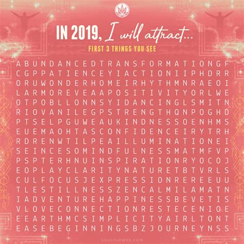 Set an Intention Wordfind New Year Intention Soul Flower