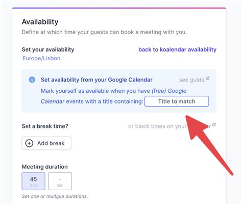 Set availability from your Google Calendar Koalendar Help