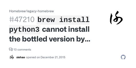 Set homebrew python as default. 1.  Tried to do it with brew install python3 and now I ...