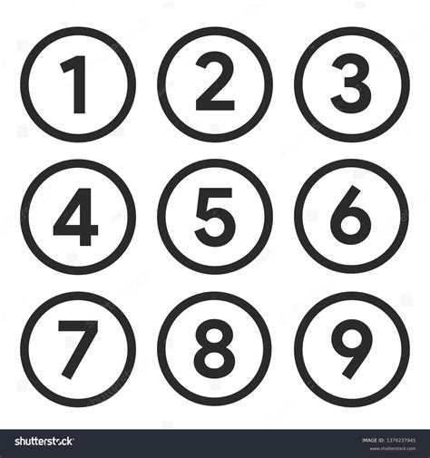 Set number in circle flat design style Royalty Free Vector