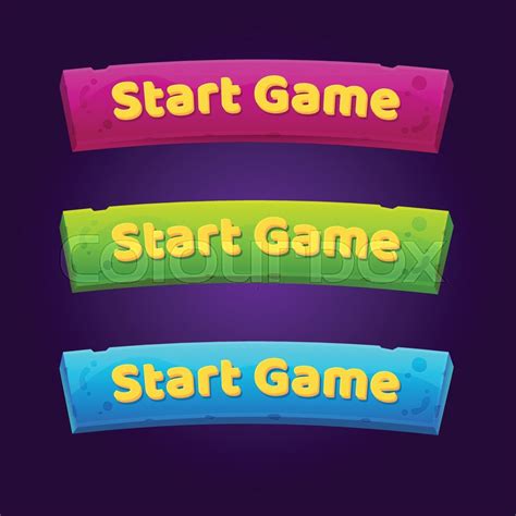 Set of 3 Start Game Buttons for arcade Stock vector Colourbox