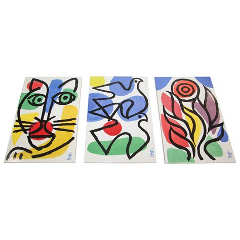 Set of 4 estate of Picasso Sapdem Paris tiles, transfer