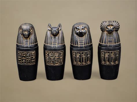 Set of Four Canopic Jars Organs Sculpture With Hieroglyph - Etsy