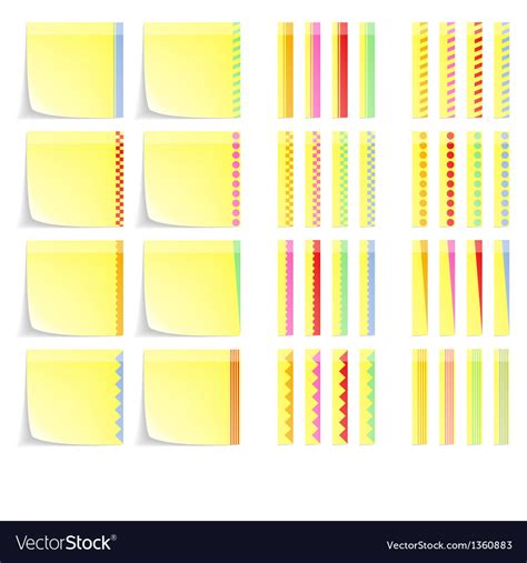 Set of Postit Labels with Decorative Border Stock Vector Illustration