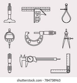 Set of Various Types of Measure Tools, Vector Thin Line Stock Vector