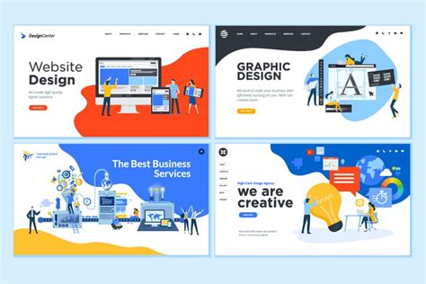 Set of Web Page Design Templates PreDesigned Illustrator Graphics