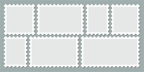 Set of empty postage stamp frame vector. Different blank postmark