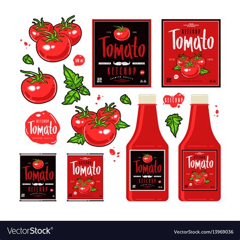Set of template labels for tomato ketchup Vector Image