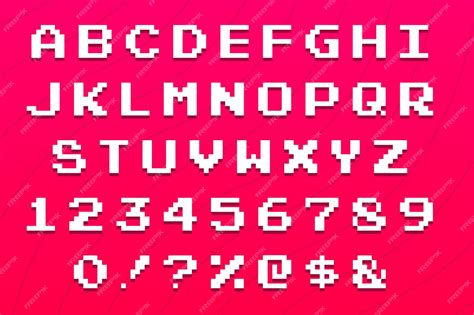 Set of vector letters in retro style. Game design. Font of old games. 8