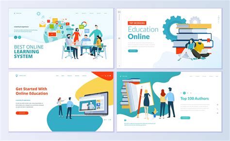 Set of web page design templates for elearning Download Free Vectors