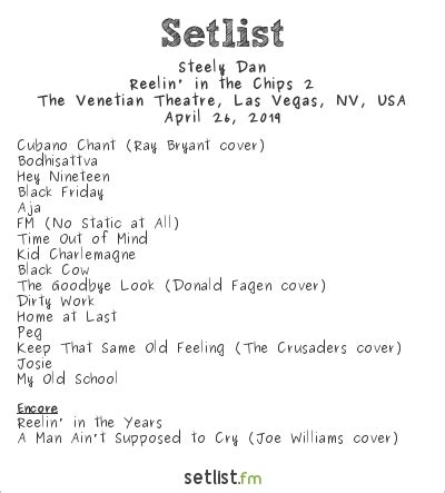 Setlist steely dan. Get the Steely Dan Setlist of the concert at The SSE Hydro, Glasgow, Scotland on February 20, 2019 from the The British Isles 2019 Tour and other Steely Dan Setlists for free on setlist.fm! 