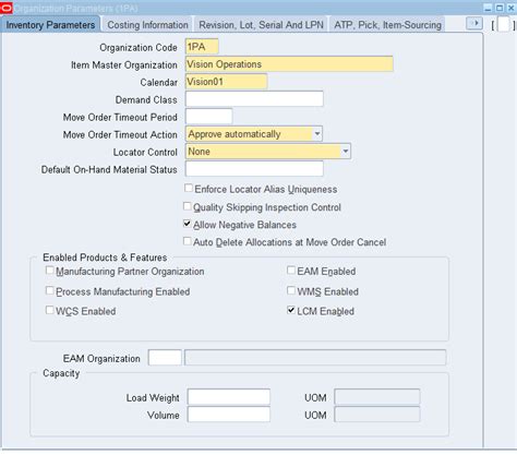 Setting Up Inventory - Oracle