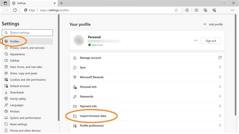 Settings chrome.  In the Profiles settings, select Import browser data. &...