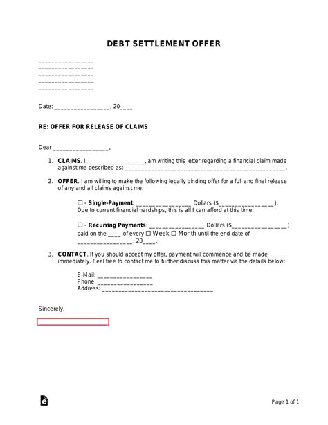 Settlement Offer - Sample Template - Word and PDF