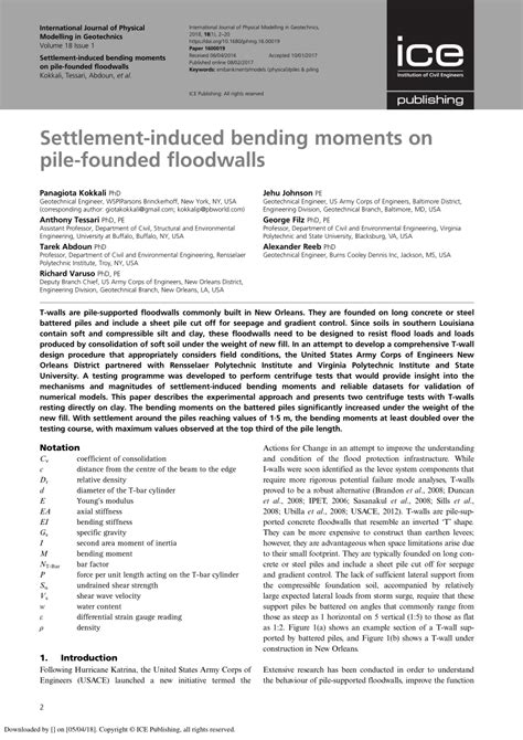 Settlement-induced bending moments on pile-founded floodwalls