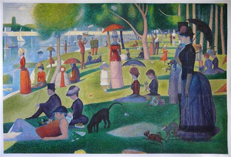 Georges-Pierre Seurat. A Sunday Afternoon on the Island of La Grande Jatte. 1884-86. Color collotype, printed c. 1940. 3 9/16 × 5 1/2" (9.1 × 13.9 cm). Gift of Richard Benson. …. 