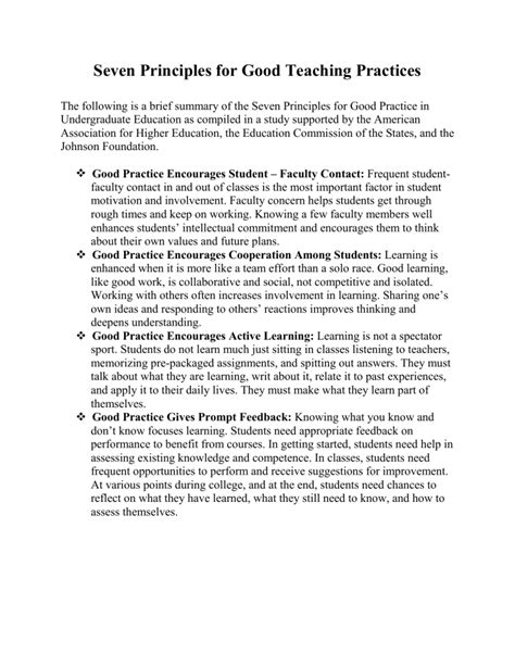 Seven Principles for Good Teaching (2026)