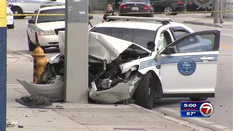 Several streets close in Miami after police cruiser collides with vehicle