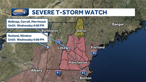 Severe thunderstorm watch in effect for most of new hampshire. the severe thunderstorm watch in this purple shaded area here, this purple box that covers all of central and eastern maryland until 10 p.m. this evening. ONCE THE FRONT GOES BY, THEN THE ... 
