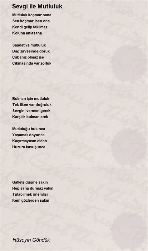Sevgi mutluluk şiiri Gönül Kurban .