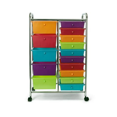 Seville Classics 15Drawer Organizer Cart in Pearlescent MultiColor