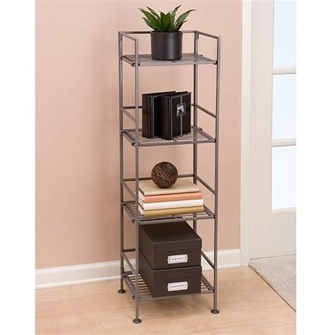 Seville Classics 4-Tier Iron Square Tower Shelving, Satin