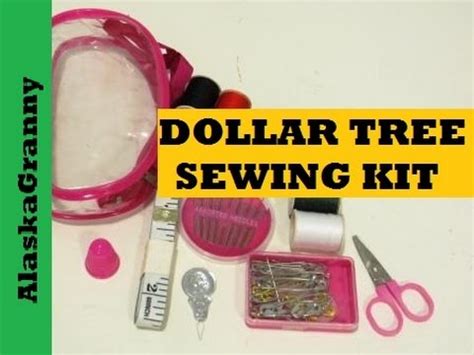 Sewing Kits are available at DollarTree.com. In this kit, you'll find thread in a variety of colours (white, navy, black, green, and red), a paper tape measure, a small plastic box filled with silver and gold safety pins, two pairs of small scissors, a needle threader, a plastic box filled with assorted needles that comes with an anti-slip .... 