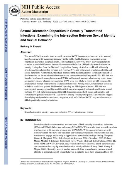 Sexual Orientation Disparities in Sexually Transmitted