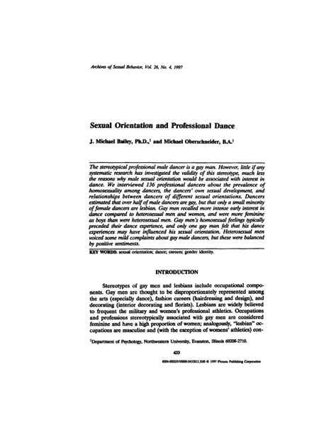 Sexual orientation and professional dance