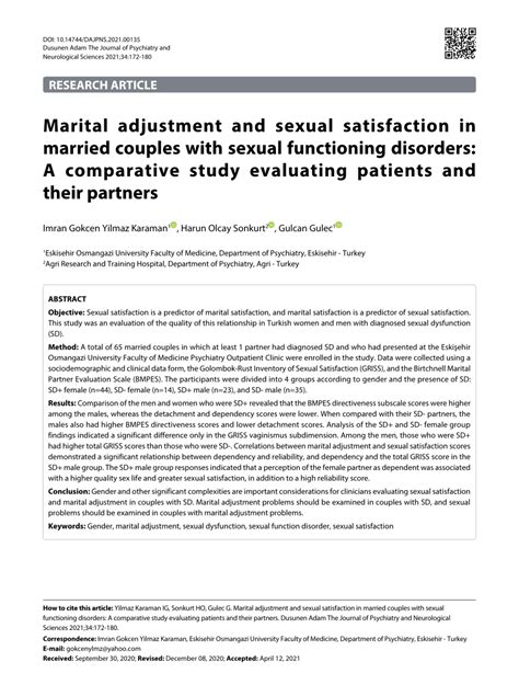 Sexual satisfaction married couples.  Sexual fantasy as a variable has Marriag...