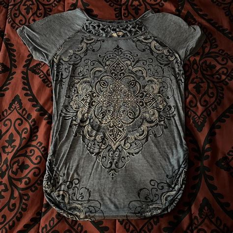 Sexy Maurices Bling Shirt Top Braided Sleeve Distressed Look …