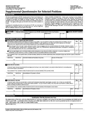 Sf 85p. Find and fill out the correct supplemental questionnaire for selected positions standard form 85p srevised december 2017u s office of personnel management5. airSlate SignNow helps you fill in and sign documents in minutes, error-free. Choose the correct version of the editable PDF form from the list and get started filling it out. 