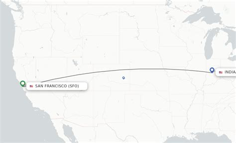 265. All data above is a median or mean as appropriate. Leaves SFO San Francisco on time. 23 minutes taxiing out. 3 hours, 42 minutes in the air. 6 minutes taxiing in. Arrives IND Indianapolis 4 minutes early.. 
