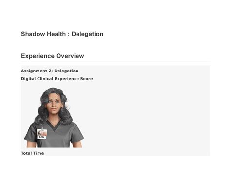 Shadow Health Assignments 1-6 Complete. Complete Tabs as follows for each assignment: -Team Delegation -Debrief -Interprofessional Communication -Prioritizing Delivery of Care and others. 10 items.