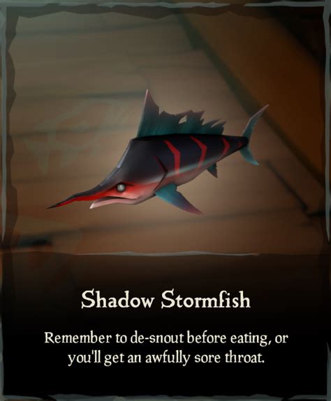 2.6.0 (August 4, 2022) Introduced. Category: Trophies The Shadow Stormfish Plaque is a Trophies cosmetic variant from the Standalone Cosmetics Set.. 