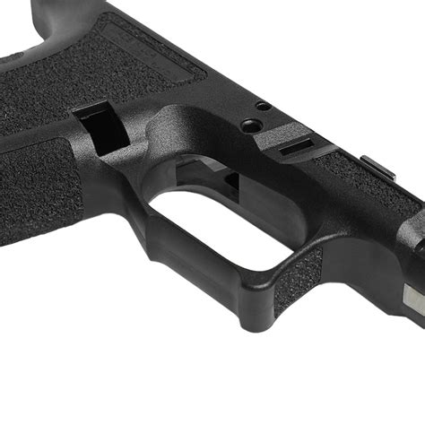 SHADOW SYSTEMS – MR918 Frame. Color: Black. Compatible with G19 Gen 4 slides. HIGHLIGHTS and FEATURES: Compatible with existing Glock Gen4 G19 holsters, magazines, and accessories. Designed to dramatically reduce recoil and muzzle flip. Contoured frame sits low in the hand. Features double undercut trigger guard.. 