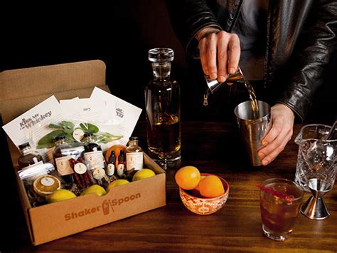 Shaker and spoon. Shaker & Spoon is a company that creates hand-crafted cocktail kits and sends them to your home, with everything but the booze included. They source their recipes from top-notch cocktail developers and consultants, making their products even more well-rounded and delicious. 