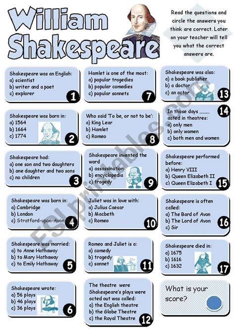 Shakespeare answers questions pdf