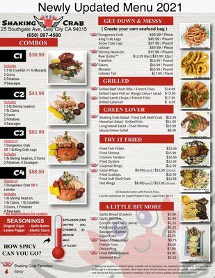 Shaking crab menu daly city ca. Reviews on Crab in Daly City, CA - Shaking Crab, Pop Kitchen, Golden Crab House, Thanh Long, Peninsula & All Shores Seafood, Pho de Nguyen, A One Kitchen & Bar, Kan Kiin Brunch & Thai Eatery, Fresh Elements, Red's House SF 