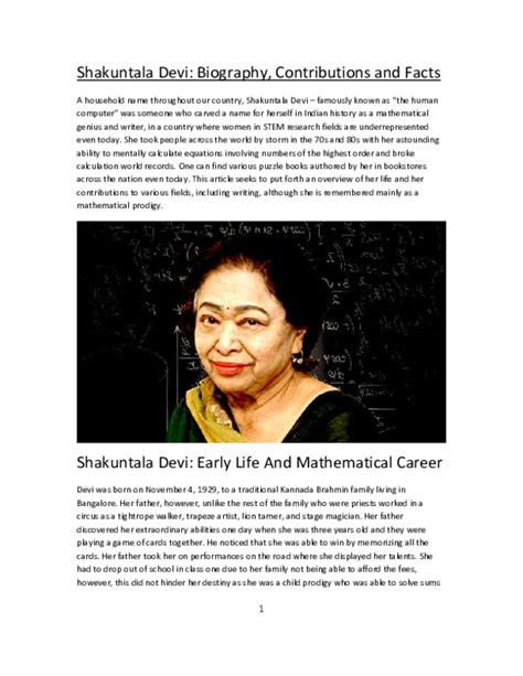 Shakuntala devi autobiography examples pdf