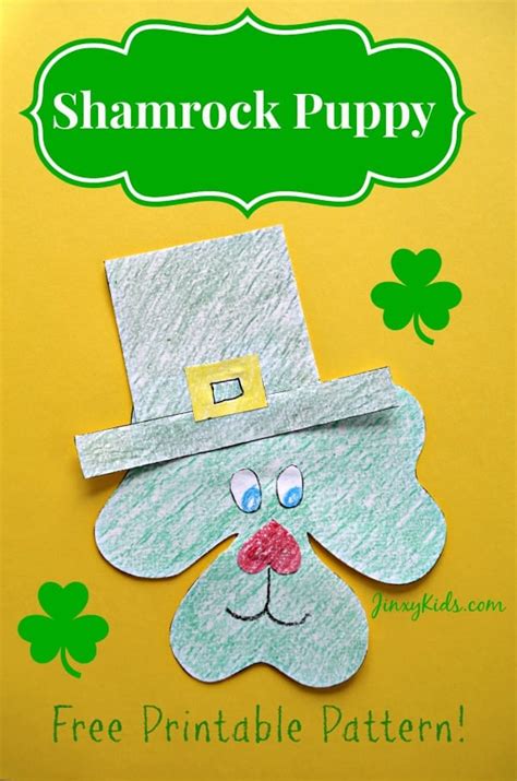 Shamrock Puppy St Patrick S Day Craft Activity Jinxy Kids