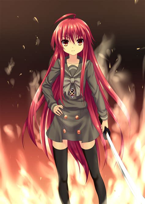 Shana shakugan no shana. Alot of panty shots (front, back and below) and young girls seen in underwear/very little clothing. Edit. A girl removes all her clothes including underwear and changes her hair covers her private areas. The girl is later seen topless (hair covering the nipples) and takes her underwear off to bathe. Edit. 